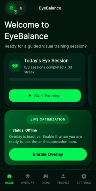 Eye Balance Mobile App Screenshot